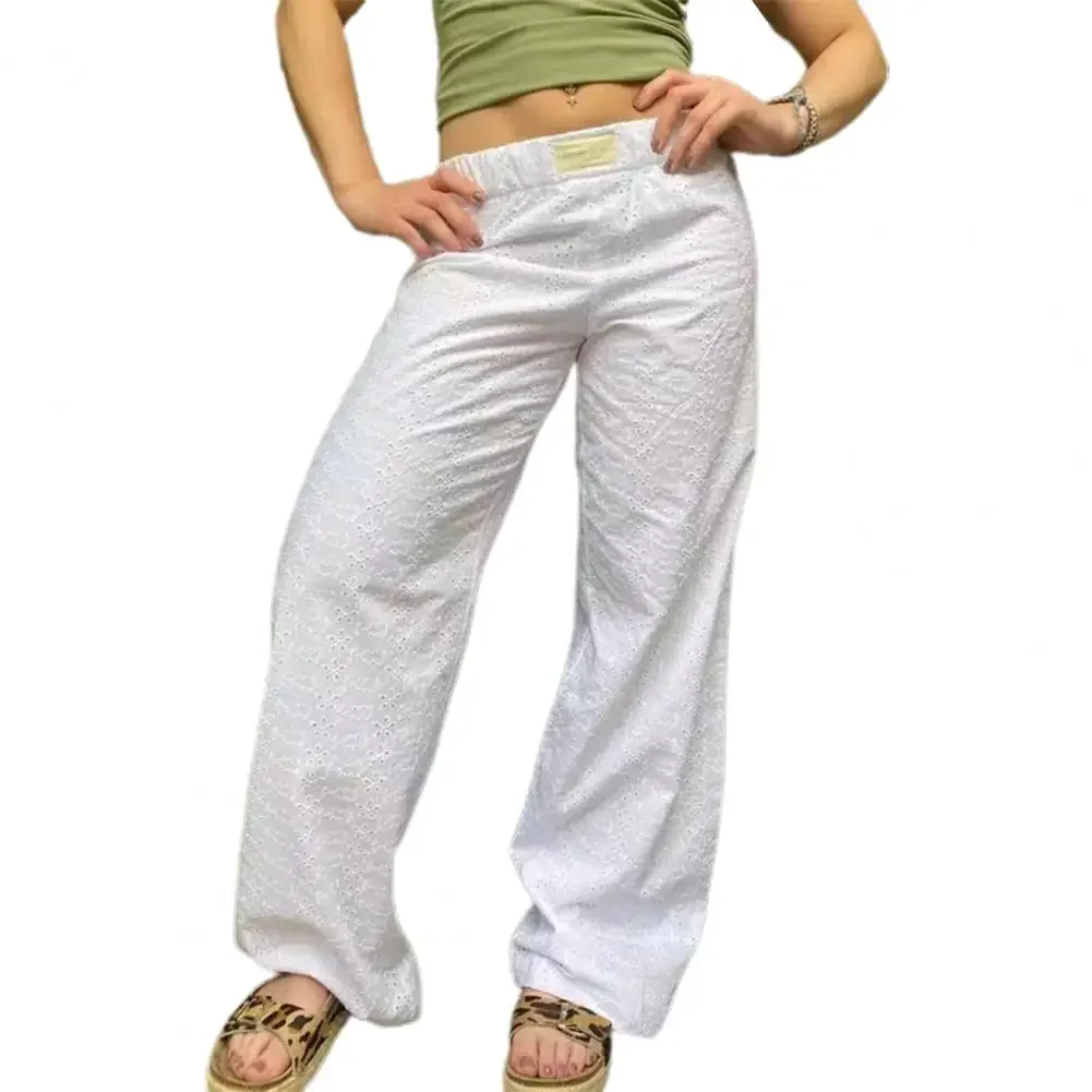 Pantalones holgados de pierna ancha para mujer, pantalón informal con estilo, con bolsillos de cintura elástica, ropa de calle