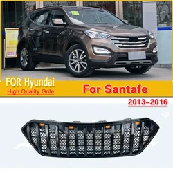 Front Bumper Chrome Grille Centre Panel Styling Upper Racing Grill Car Accessories For Hyundai Santafe 2013-2016