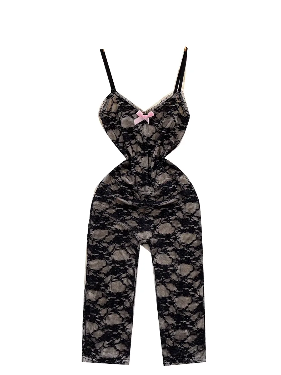 Foamlina-Body Sexy de encaje ajustado para mujer, novedad de verano, mono de media pantalón ajustado con cuello Halter adelgazante de encaje negro para chica