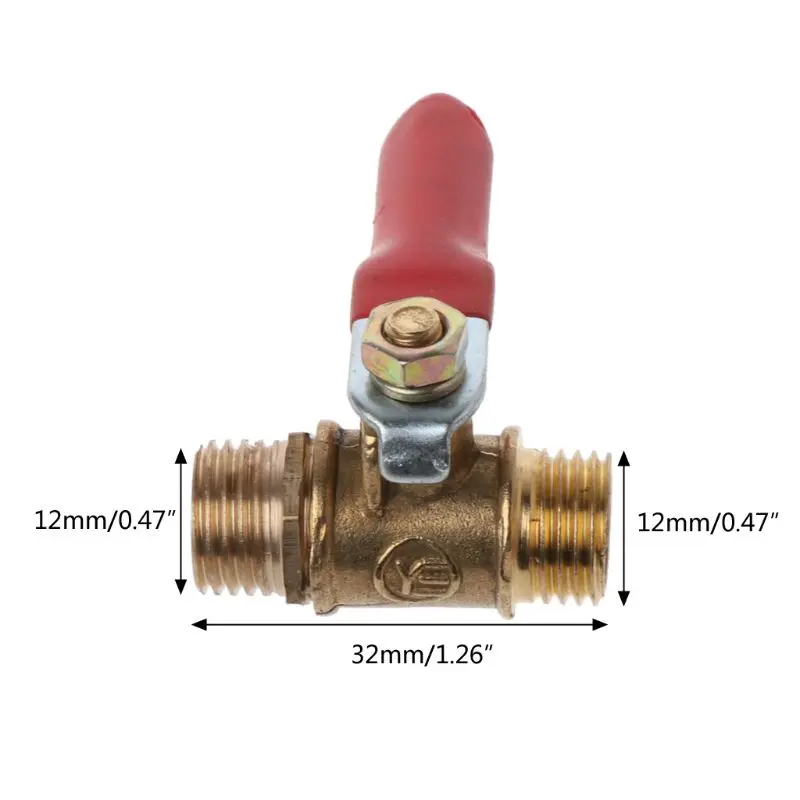 Bola de latón de rosca macho y macho de 1/4 "para válvula, interruptor de apagado de doble dirección con mango de palanca, accesorio de tubería de rosca BSP