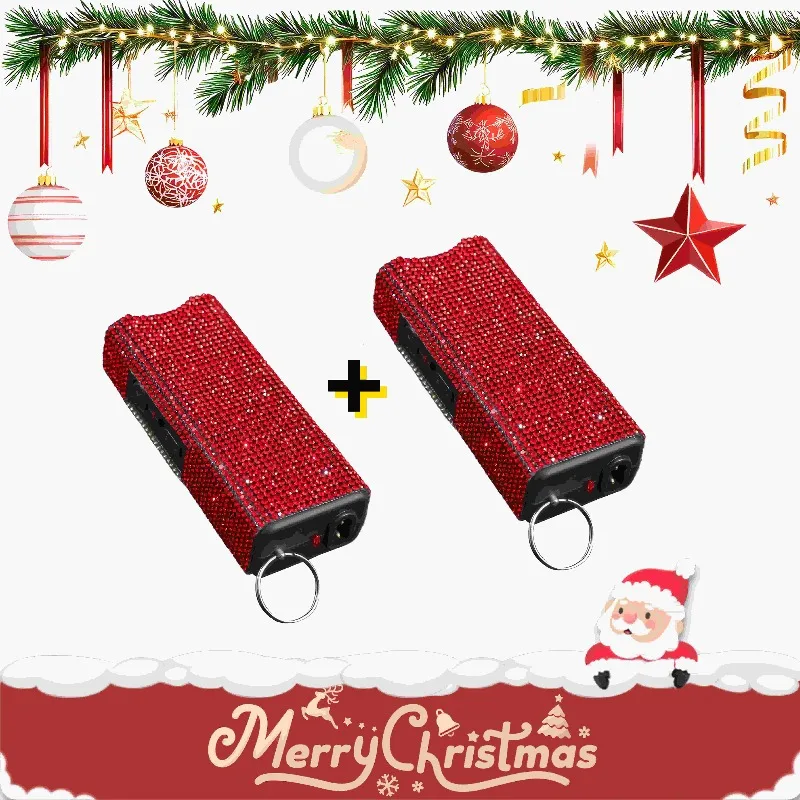 2pcs Red Rhinestone Flashlight Keychain, Self-Defense Flashlight Keychain | Illuminating Stun Feature | Safety Self-Defense Keychain | Exquisite Handbag Charm | Best Gift for Women