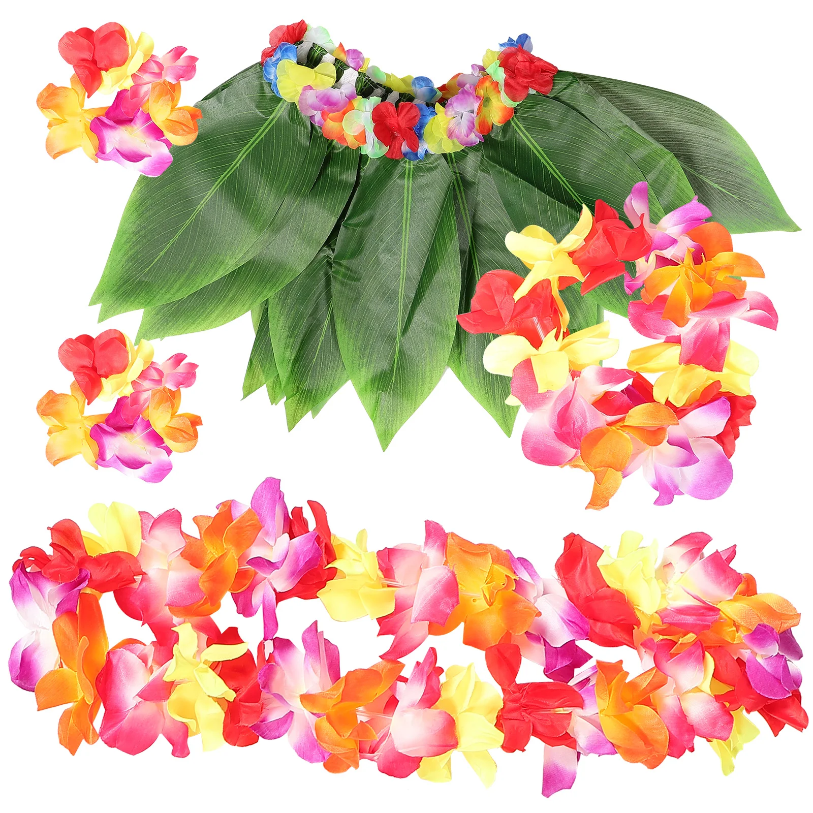 

1 set Simulated Leaf Skirt Grass Dress Hawaiian Costume Luau Party Accessories Realistic Fabric Leaves Bra Set Floral Garland