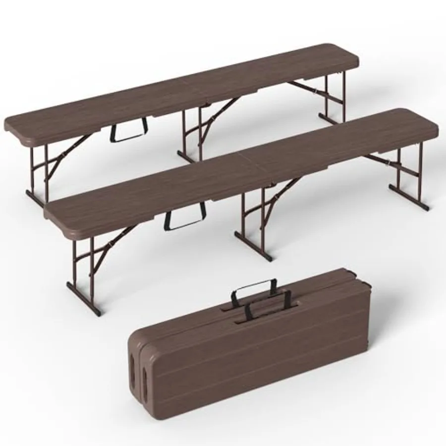 

6 Foot Folding Bench Portable Plastic Folding Bench Seat for Indoor Outdoor Picnic Camping Dining Soccer Garden Multipurpose En