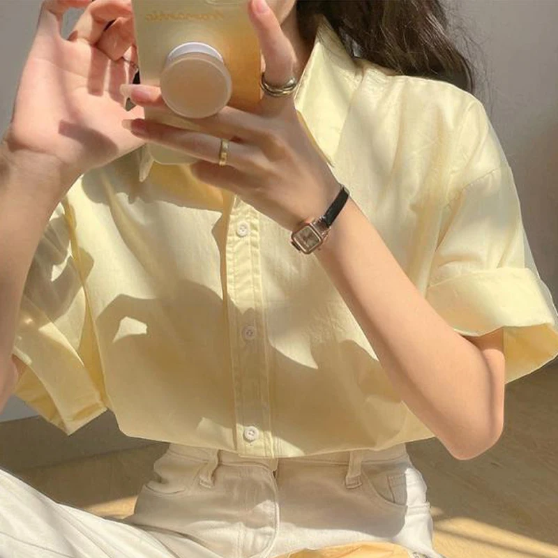 Shirts Women Summer Simple Basic Loose Cozy College Teens Ins Hot Sale Korean Style Daily Casual BF Chic Female Popular Solid