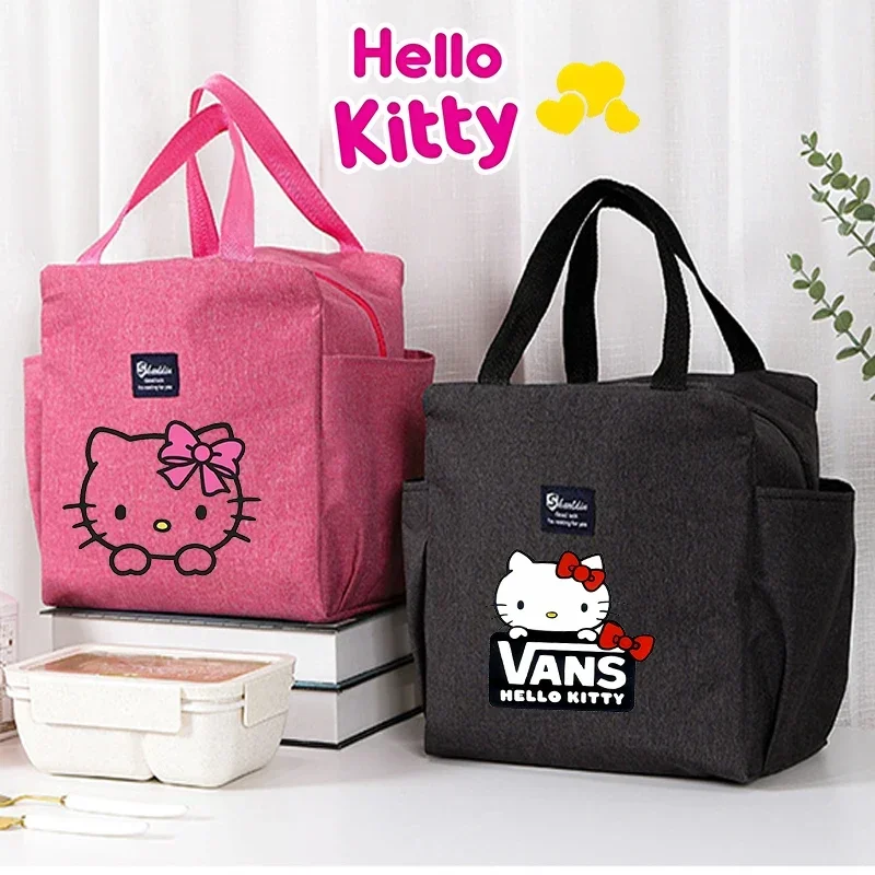 Hello Kitty Lunch Bags Anime Sanrio Picnic Bag Cartoon Insulated Meal Storage Pack Kawaii Lunch Boxes for Kids Birthday Gift New