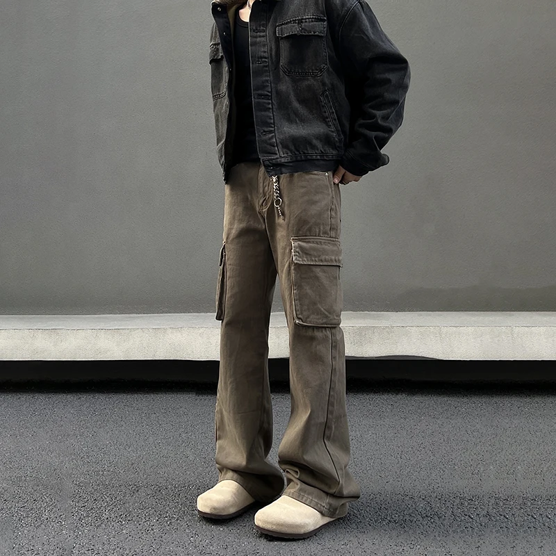 Retro Amerikaanse denim herenjeans met rechte pijpen Herfst Winter Grote maat Multi ket werkkledingbroek Jeugd Faion