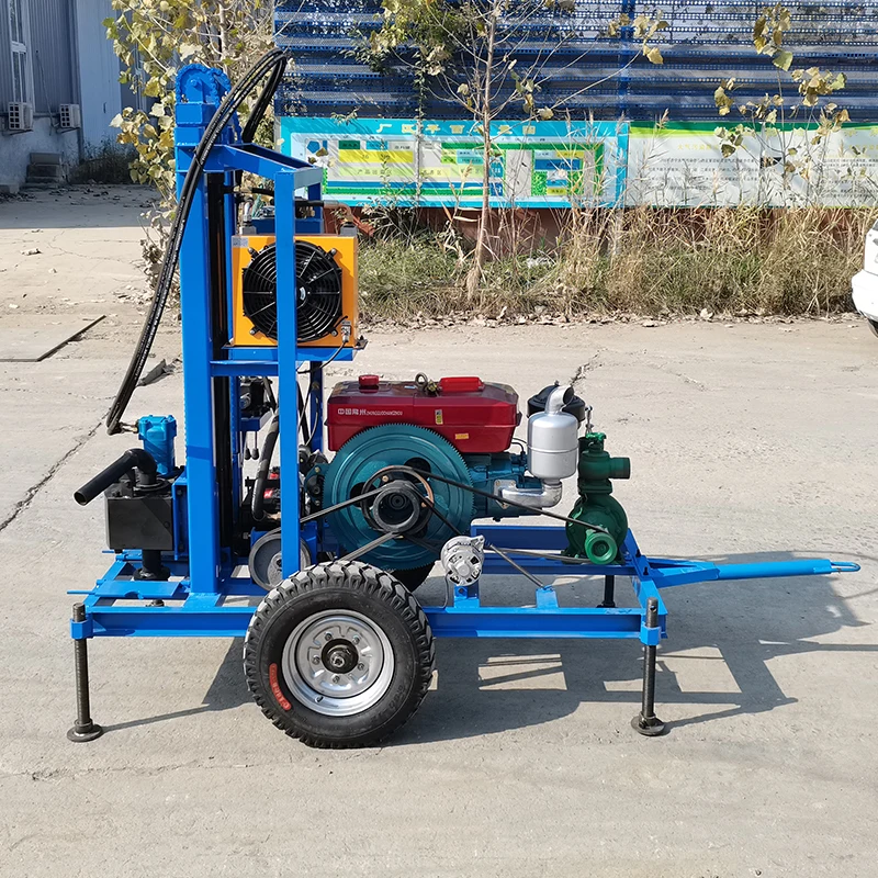 Borehole Drilling Rig Trailer Mounted 150m 200m Water Well Drilling Rig Machine With Carbide Drill Bit