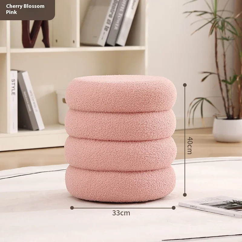 

High Quality Living Room Lamb Plush Stool Family Children's Sofa Low Stool Doorstep Sitting Cushion Changing Shoes Furniture
