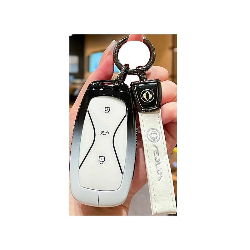 Key Fob Cover for Dongfeng Aeolus L8 Dream Edition, Heavy Duty Metal Case Shell with Keychain, Anti-Drop & Scratch Proof
