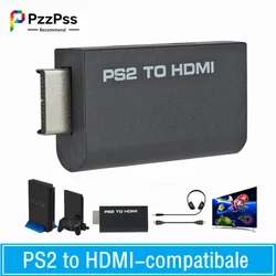 PzzPss PS2 to HDMI-compatibale Audio Video Converter 480i/480p/576i With 3.5Mm Audio Output Supports All PS2 to HD Display Modes