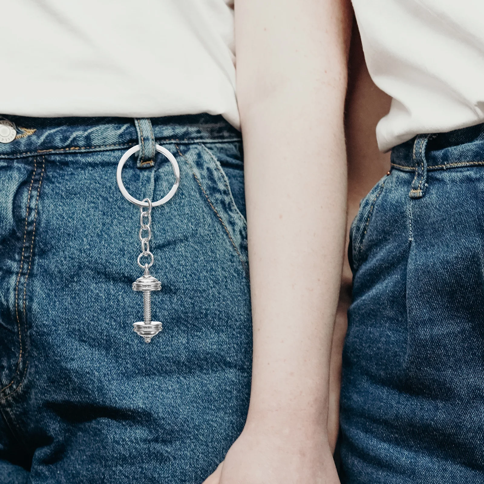 

1pcs Dumbbell Keychain Zinc Alloy Fitness Key Chain Gym Workout Exercise Pendant Bag Hanging Decor Charm Ring For Men Women