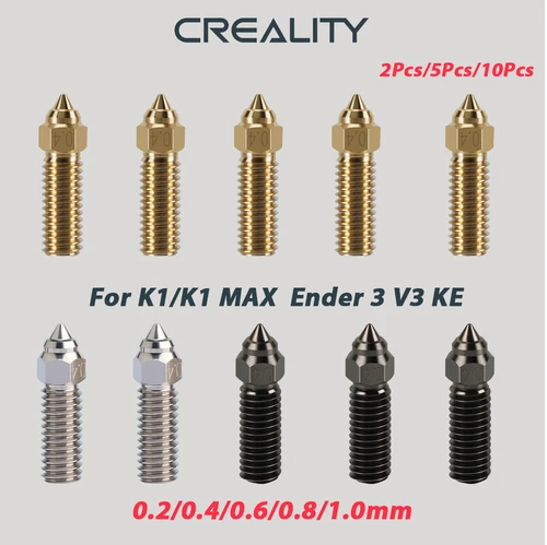 Boquilla Creality Ender 3 V3 KE Creality K1/K1 Max/CR-M4, boquillas de impresora 3D de alta velocidad de acero endurecido de cobre chapado en latón