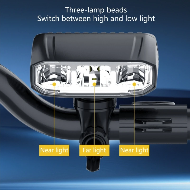  Shockproofed Bike Front Light High Capacity Battery Charging Bicycles Headlight for Low Light Trail Night Cycling