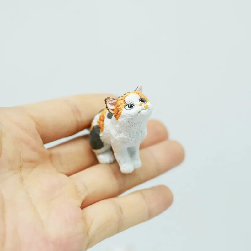 Simulação animal gato cena kawaii anime estatueta estática em miniatura caixa cega brinquedos coleção ornamento de mesa crianças presentes