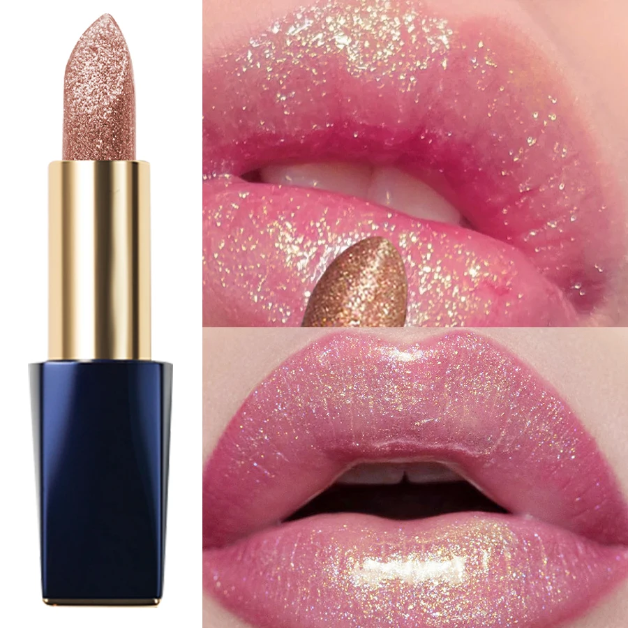 Strahlend rosa goldener perlmutt farbener Lip gloss-lang anhaltender Glitzer & Schimmer-feuchtigkeit spendende cremige Textur für Partys, Bühnen, Cos