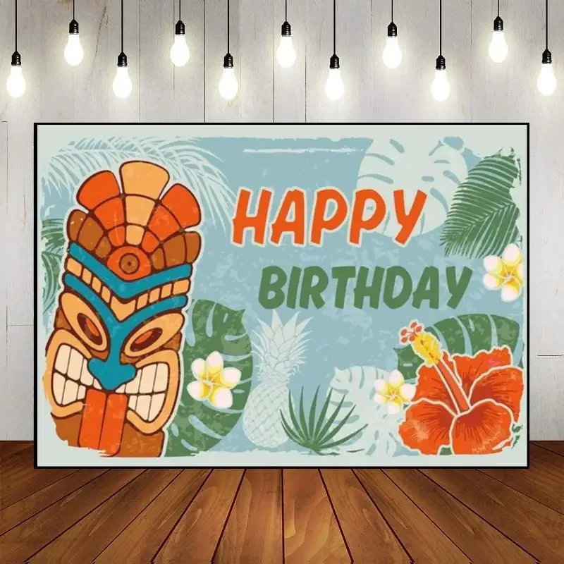 

Tiki Bar Summer Tropical Hawaiian Photography Backdrops Background Banner Baby Shower Game Custom Birthday Backdrop Decoration