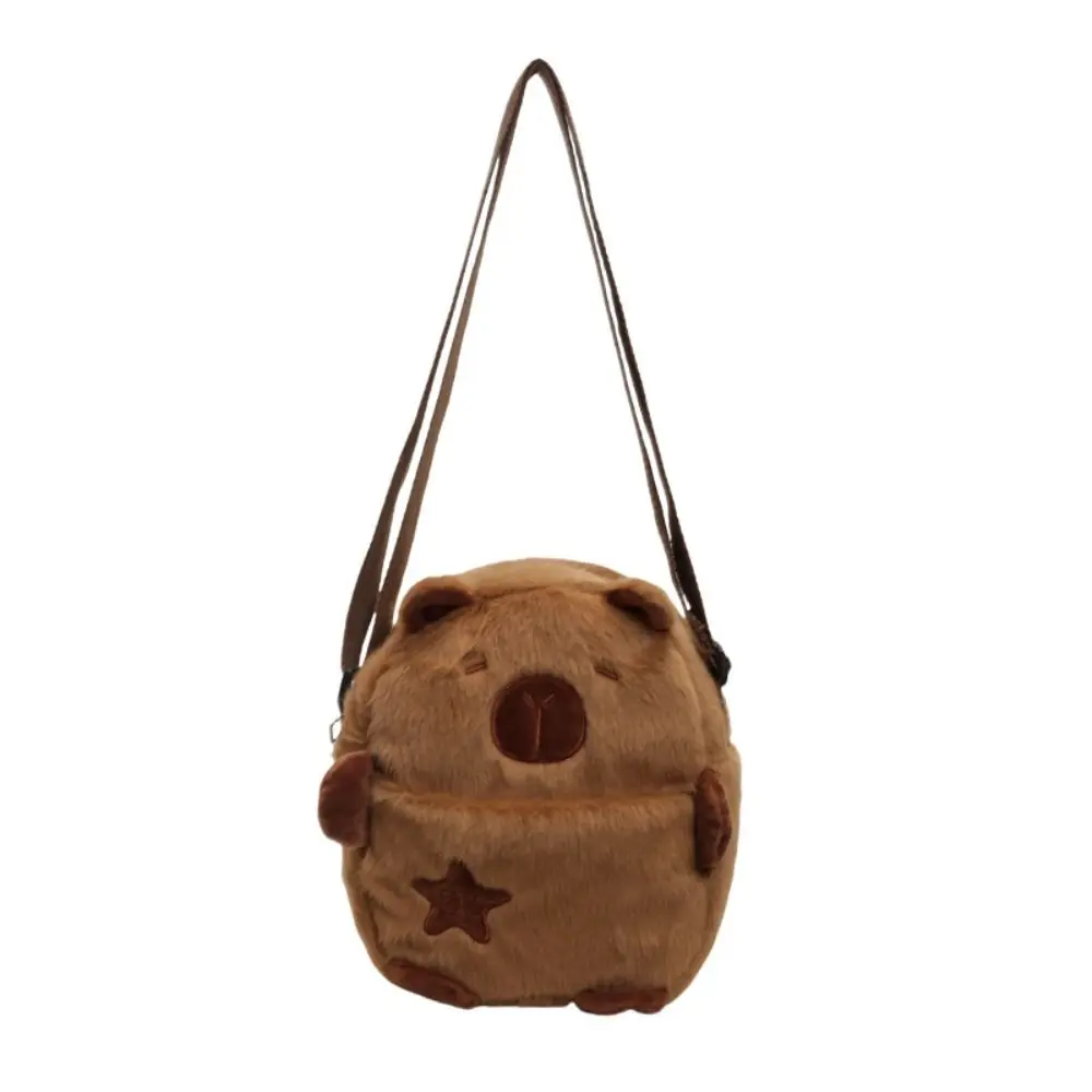 New Cartoon Capybara Crossbody Bag Coin Purse Large Capacity Shoulder Bag Zipper Plush Mobile Phone Pouch