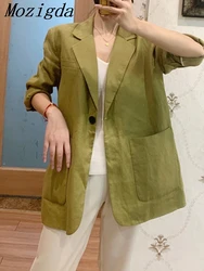 Autumn Fashion Commuting Minimalist Design Feeling Small Back Split Breathable Linen Sunscreen Casual Suit