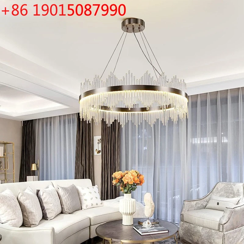 

Light luxury spot living room chandelier crystal master bedroom dining room round atmosphere study