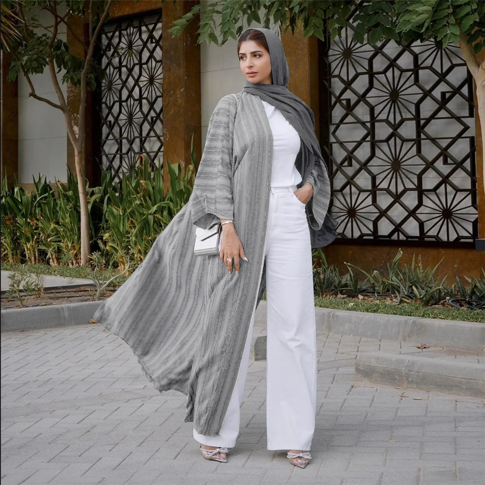 Imagem -06 - Abaya Cor Sólida para o Ramadan Muçulmano Cardigan Étnico Dubai Oriente Médio Arábia Saudita Roupas Eid Moda 2024