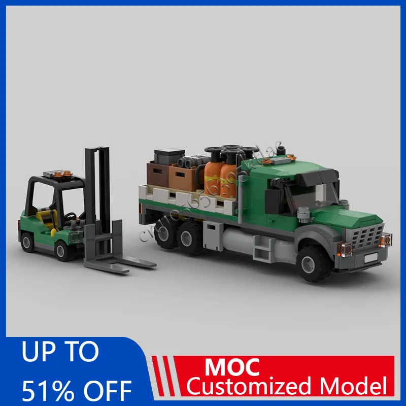 

347 шт. MOC City Engineering грузовой бортовой грузовик и вилочный погрузчик модель технология строительный блок креативная детская игрушка подарок на день рождения