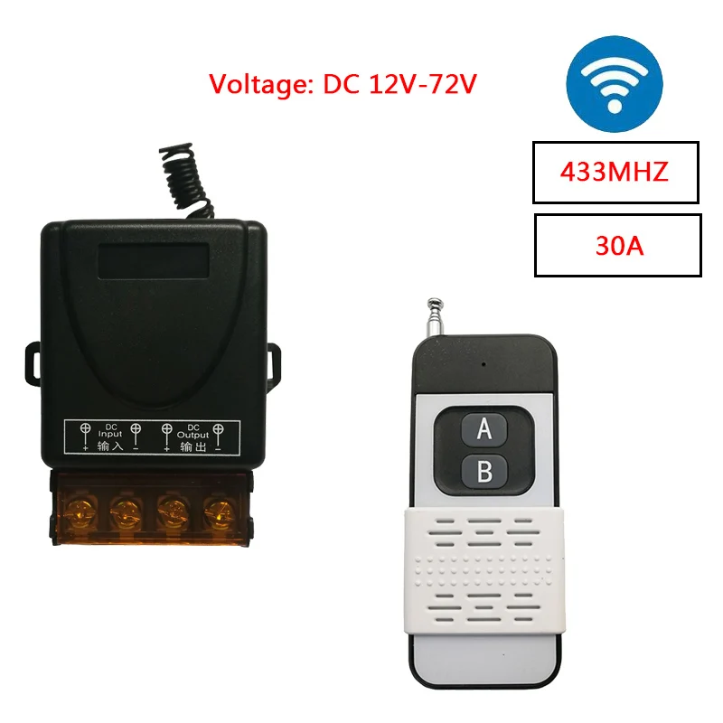 433Mhz Radio Frequency Remote Control Switch DC12V 24V 30A Wireless Relay Receiver and Transmitter, 1000 Meters Long Distance