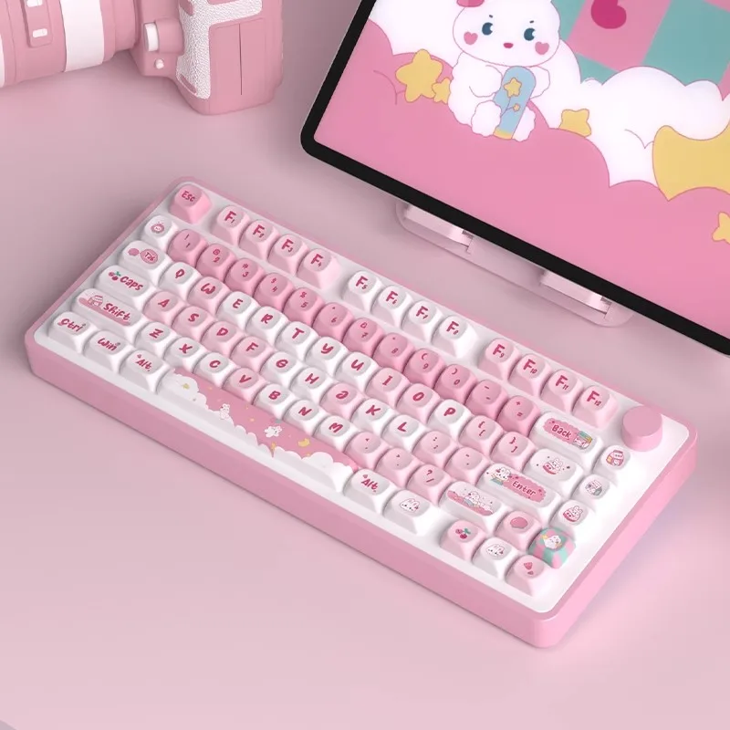 1 セットスナックウサギキーキャップ PBT 染料昇華キーキャップ MOT プロファイル耐光キーキャップ MX スイッチキーボード 61 64 75 84 87 96