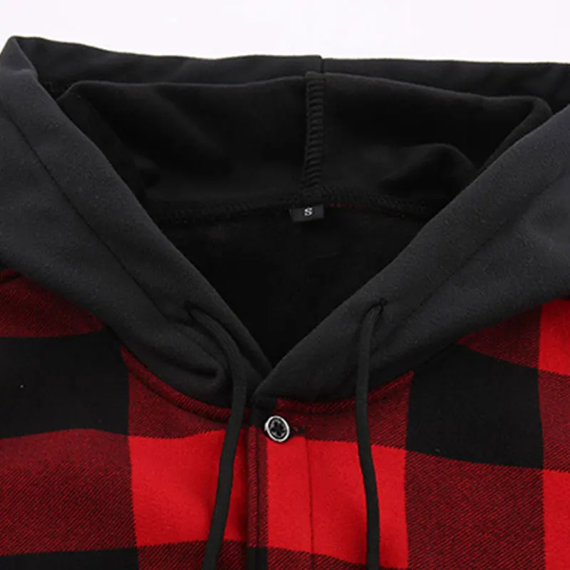 American size plus fleece thickened large size autumn and winter red plaid casual wear men\'s long-sleeved shirt without ironing