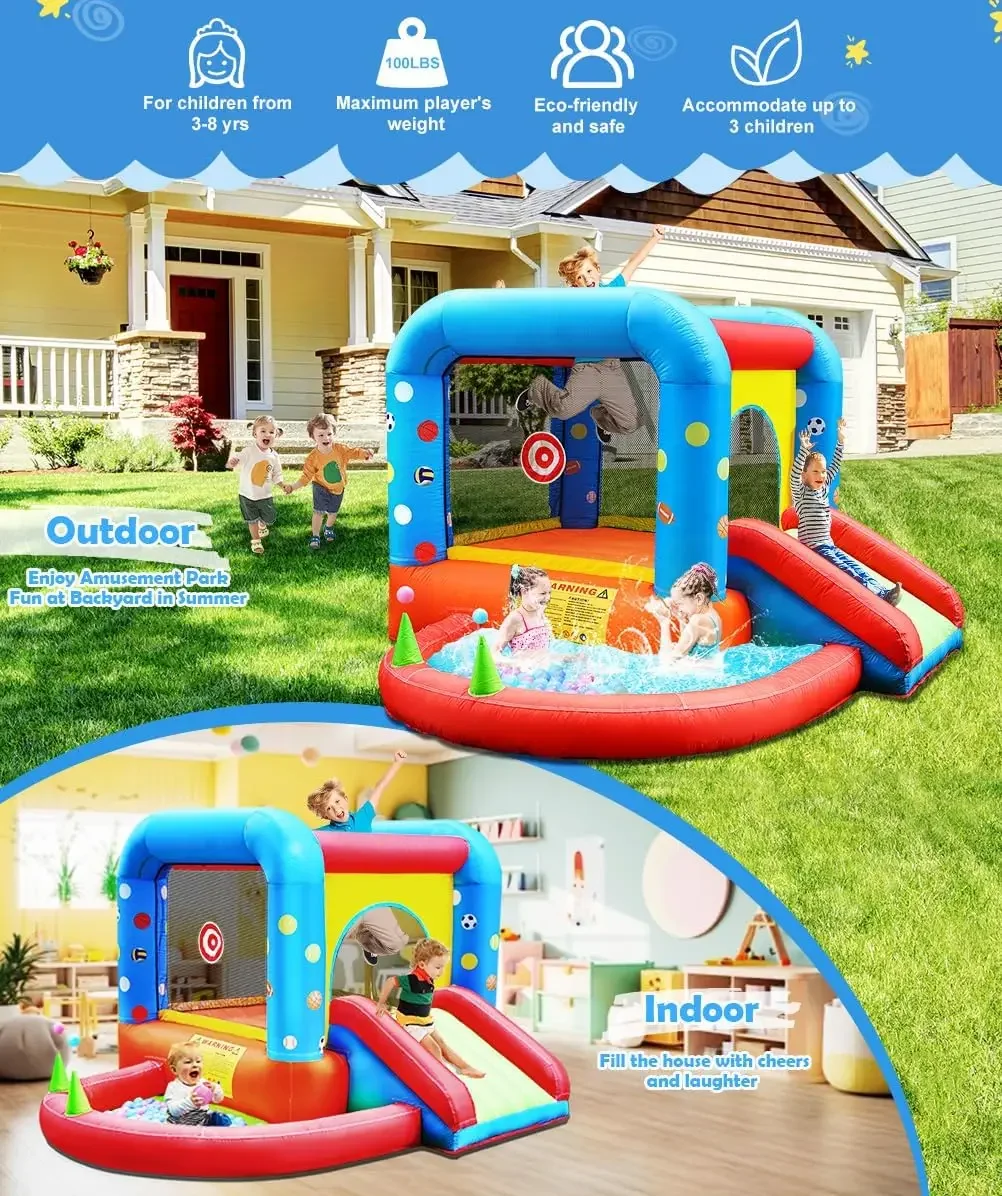 Step4Fun Inflatable Bounce House, Kids Castle Slide Bouncer for Children Jumping Outdoor and Indoor Party, Baby Backyard Water J view 4