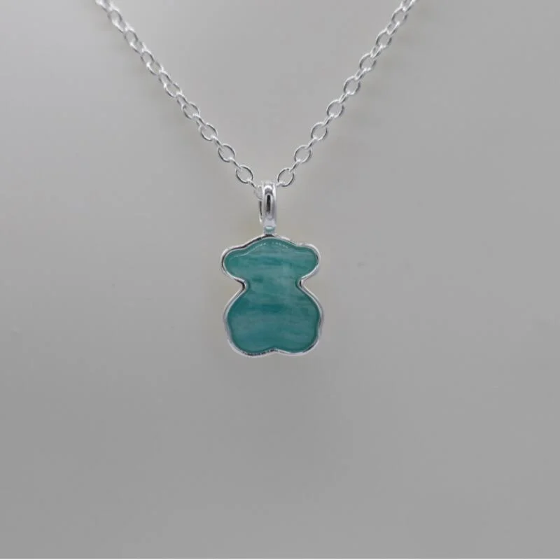 

Cartoon Series Fashion Bear Pendant S925 Silver Tianhe Natural Stone Exquisite Simple Bear Silver Pendant DIY Necklace