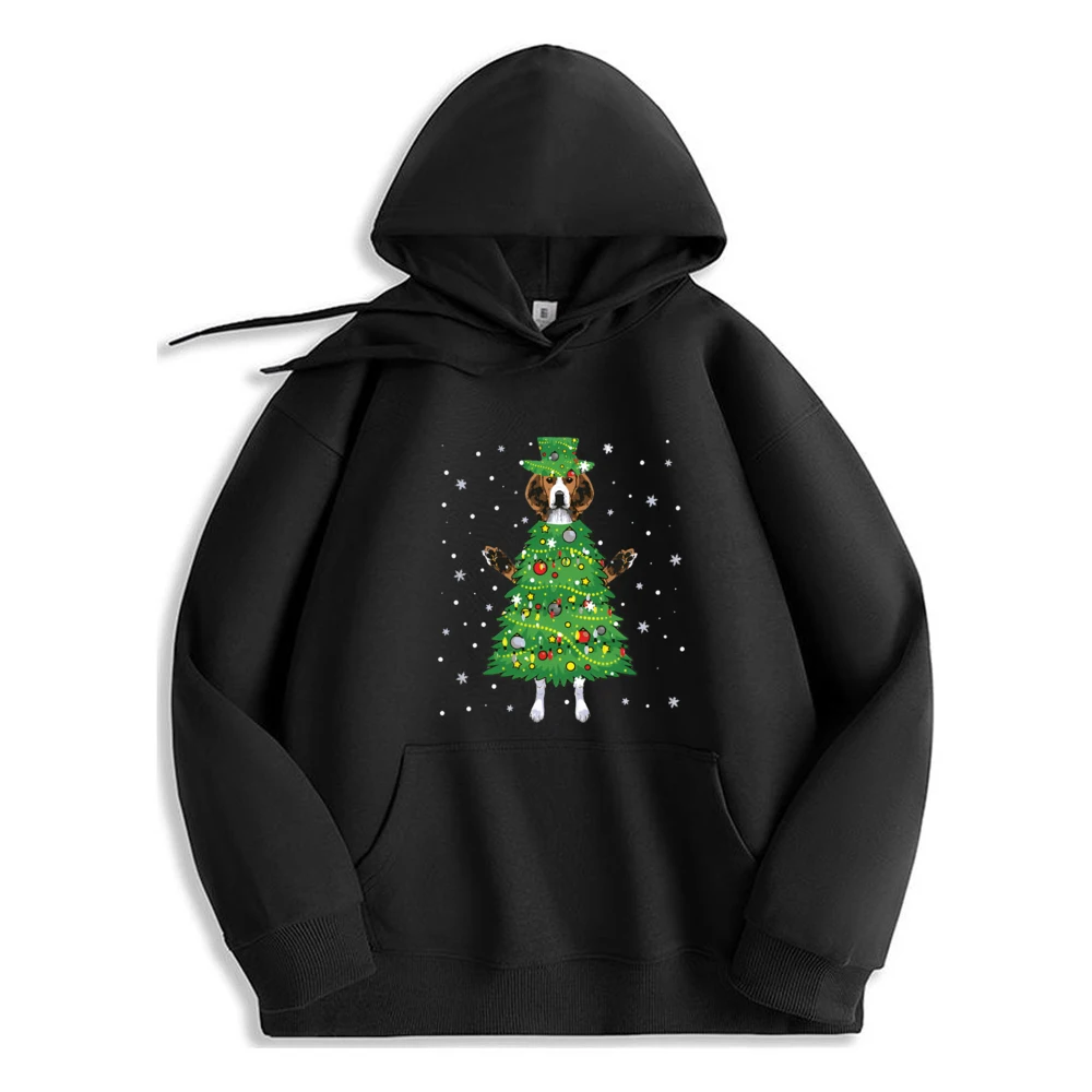 

Dog Christmas Tree Funny Hoodie Luxury Clothing Soft Polyester Fiber Long Sleeve Fashionable Mens Sweatshirt