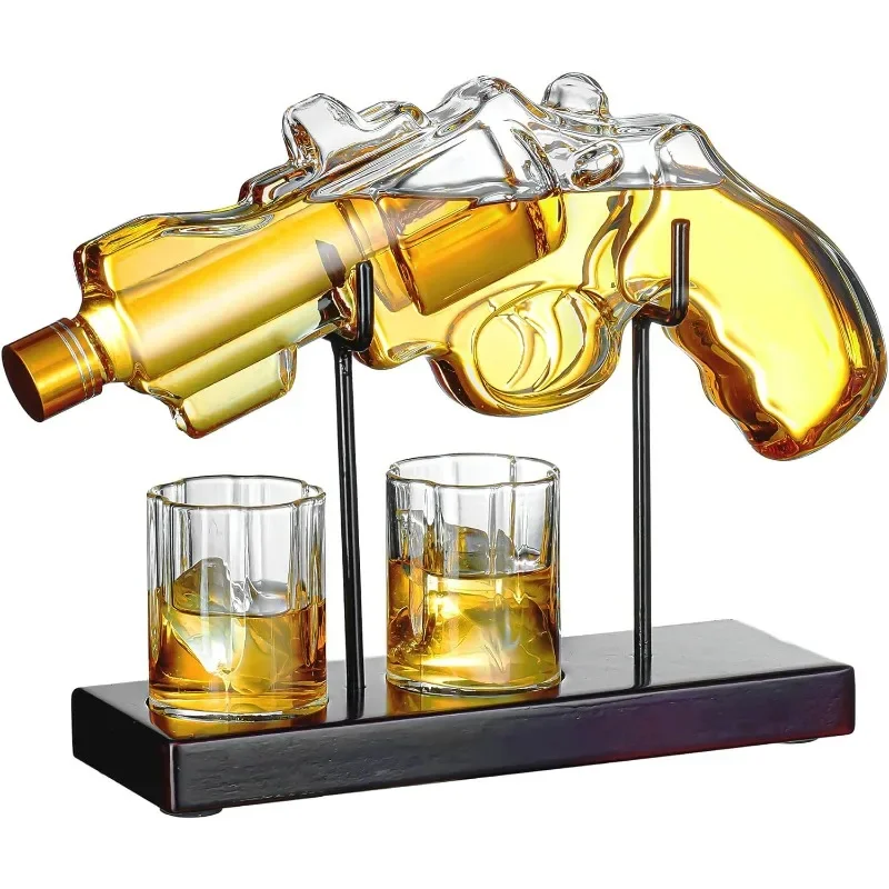 

Gifts for Men Dad, 9 Oz Whiskey Gun Decanter Set with Glasses, Unique Dad Birthday Gift Ideas from Daughter Son, Retirement Bar