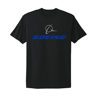 Boeing Aerospace Aviation American Aircraft Company Blue Logo Black T Shirt