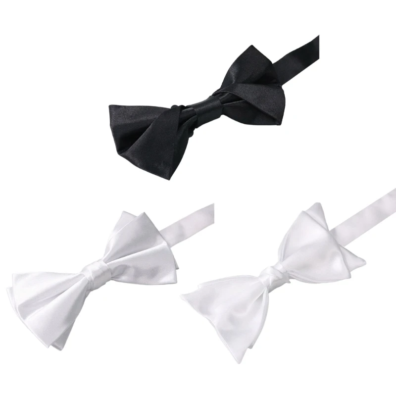 

Men Silk Solid Color Bowtie with Adjusted Length Wedding Party Pre Tied Bows Tie Dropshipping