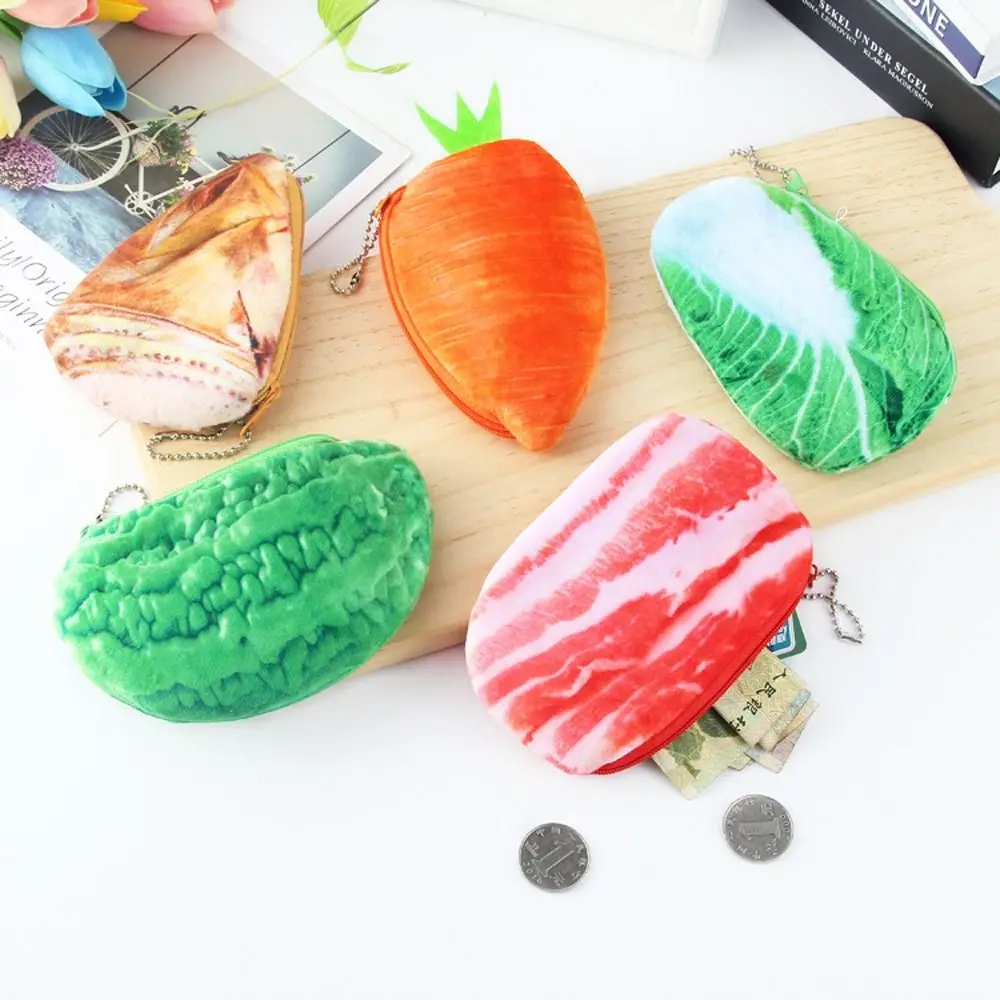 

Girls Money Bag Vegetable Zipper Makeup Bags Women Purse Wallets Men Money Bag Simulated Foods Coin Purse Korean Card Holder