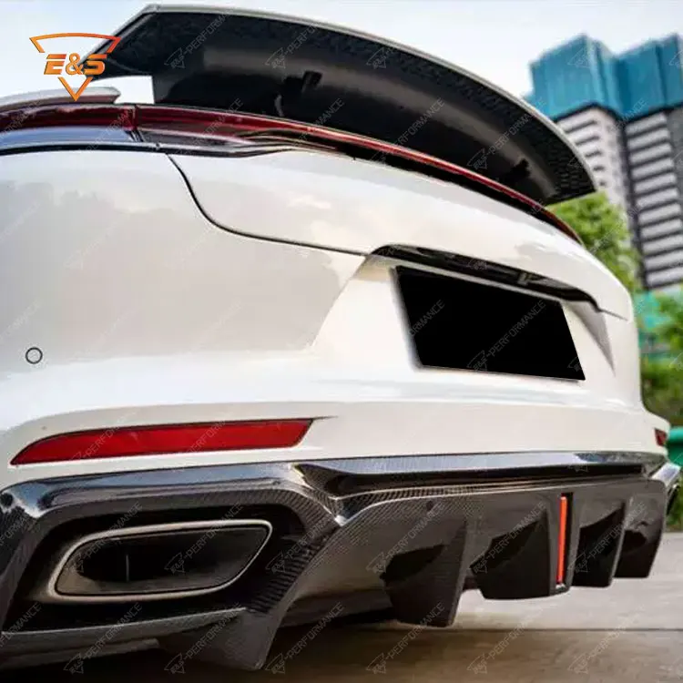 High Quality Rear Diffuser for Porsche Panamera 971.2 Upgrade to Carbon Fiber Style Rear Diffuser