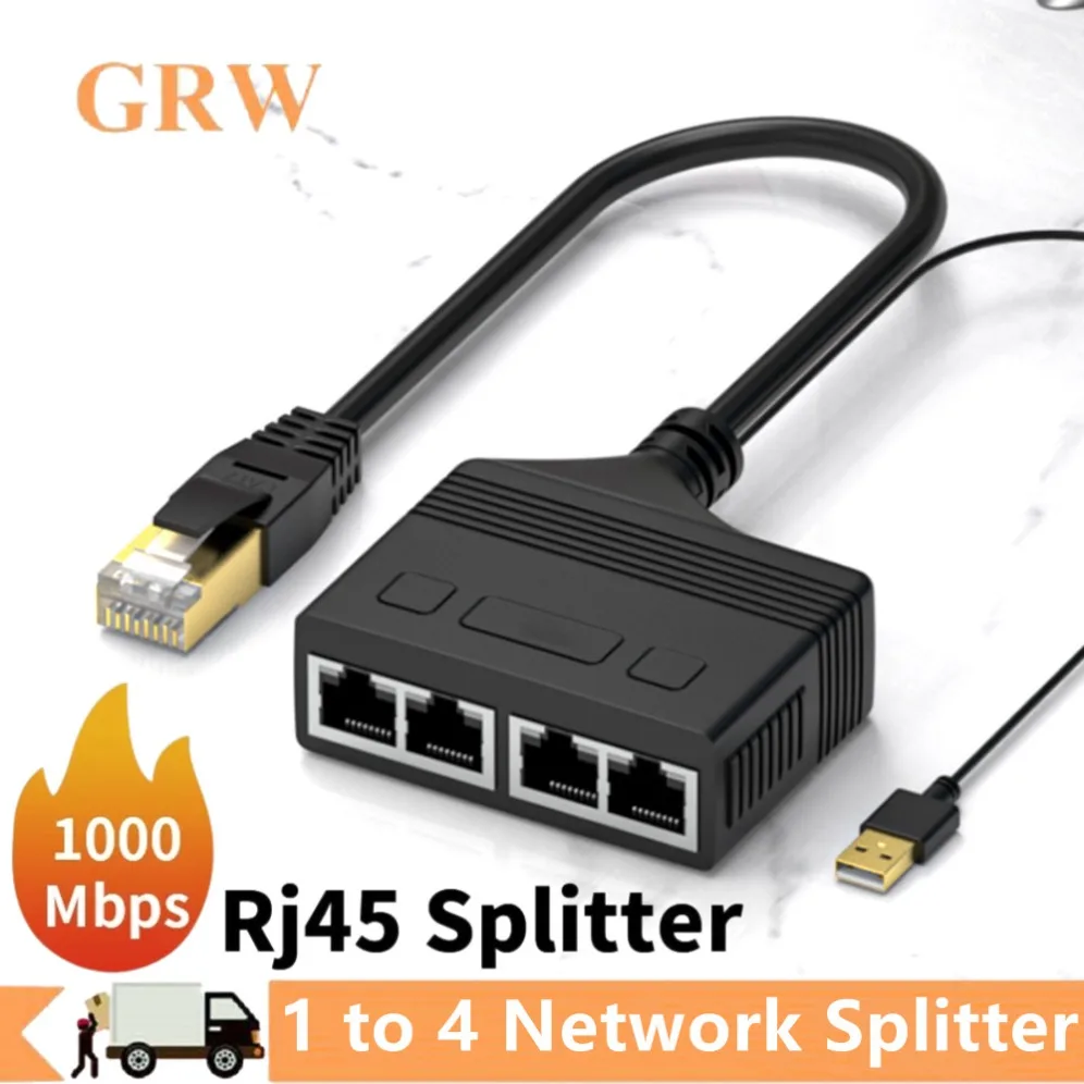 Divisor Ethernet 1 en 4 Out 100/1000Mbps LAN/Internet Cable divisor Cat5/6/7 divisor 1 a 4 RJ45 conector de extensión de red