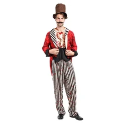 Adult Scary Animal Trainer Halloween Costume Men Bloody Circus Clown Carnival Cosplay Easter Purim Fancy Dress
