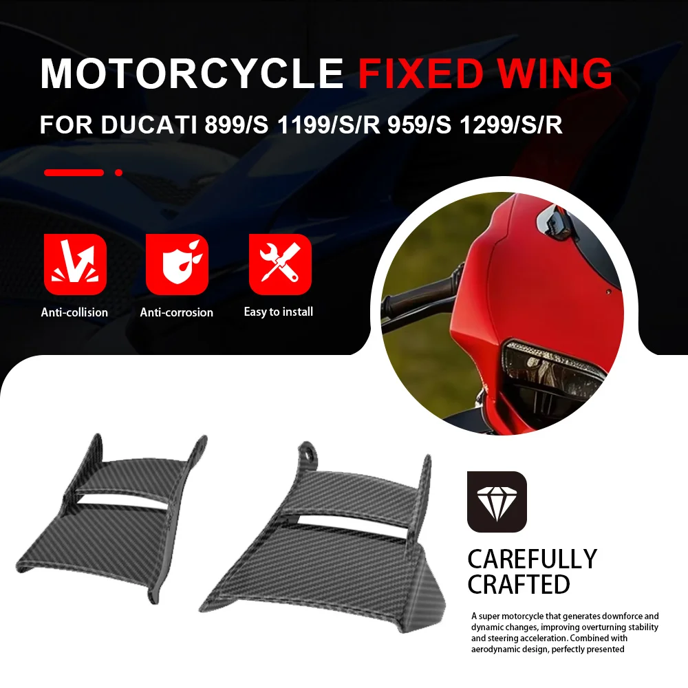 For DUCATI 899 899S 1199 1199S 1199R 959 959S 1299 1299S 1299R Aerodynamic Motorcycle Fairing Fixed Wing Spoiler Side Winglet
