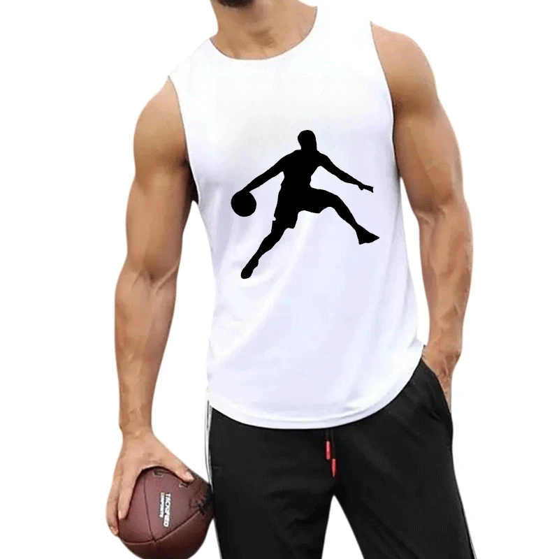 Bestseller Basketball-Print Herren Ärmelloses Tanktop Atmungsaktives Fitness Bodybuilding Sport-Unterhemd für Männer Sommer Casual Laufshirt