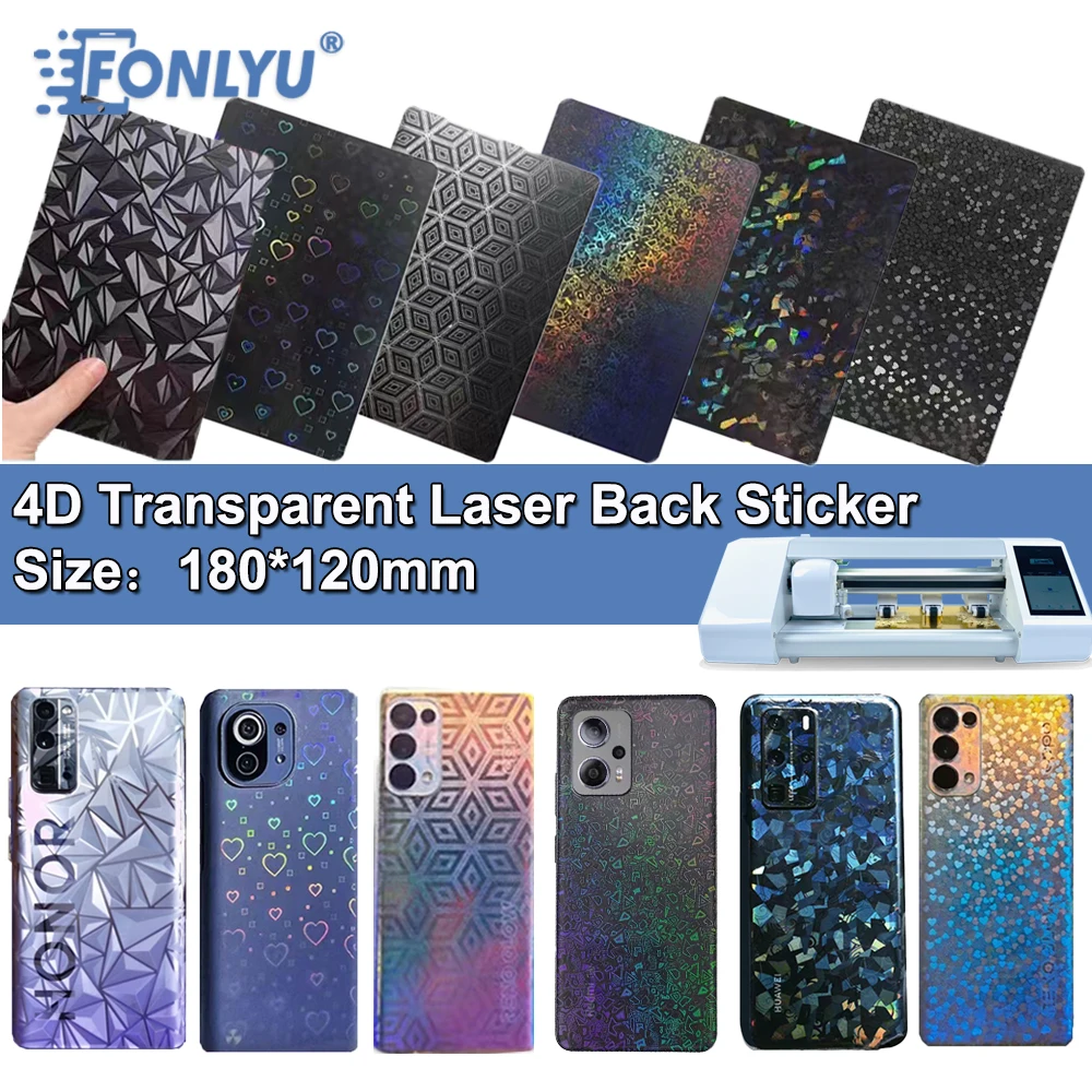 

4D Transparent Laser Phone Skin Back Sticker For iPhone 14 13 12 11 Rear Cover Glass Protective Film For Cutting Machine Plotter