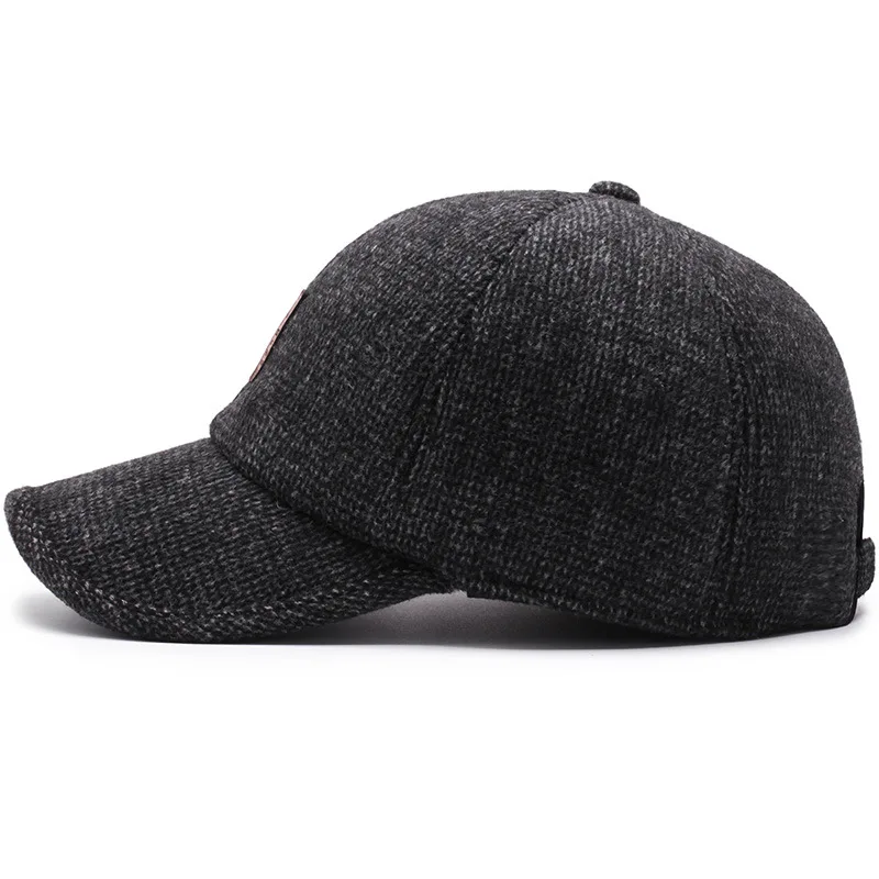 Winter Warm Dad Hat Men\'s Baseball Cap with Earflap Thicken Cotton Snapback Caps Ear Protection Windproof Knitted Hats for Men