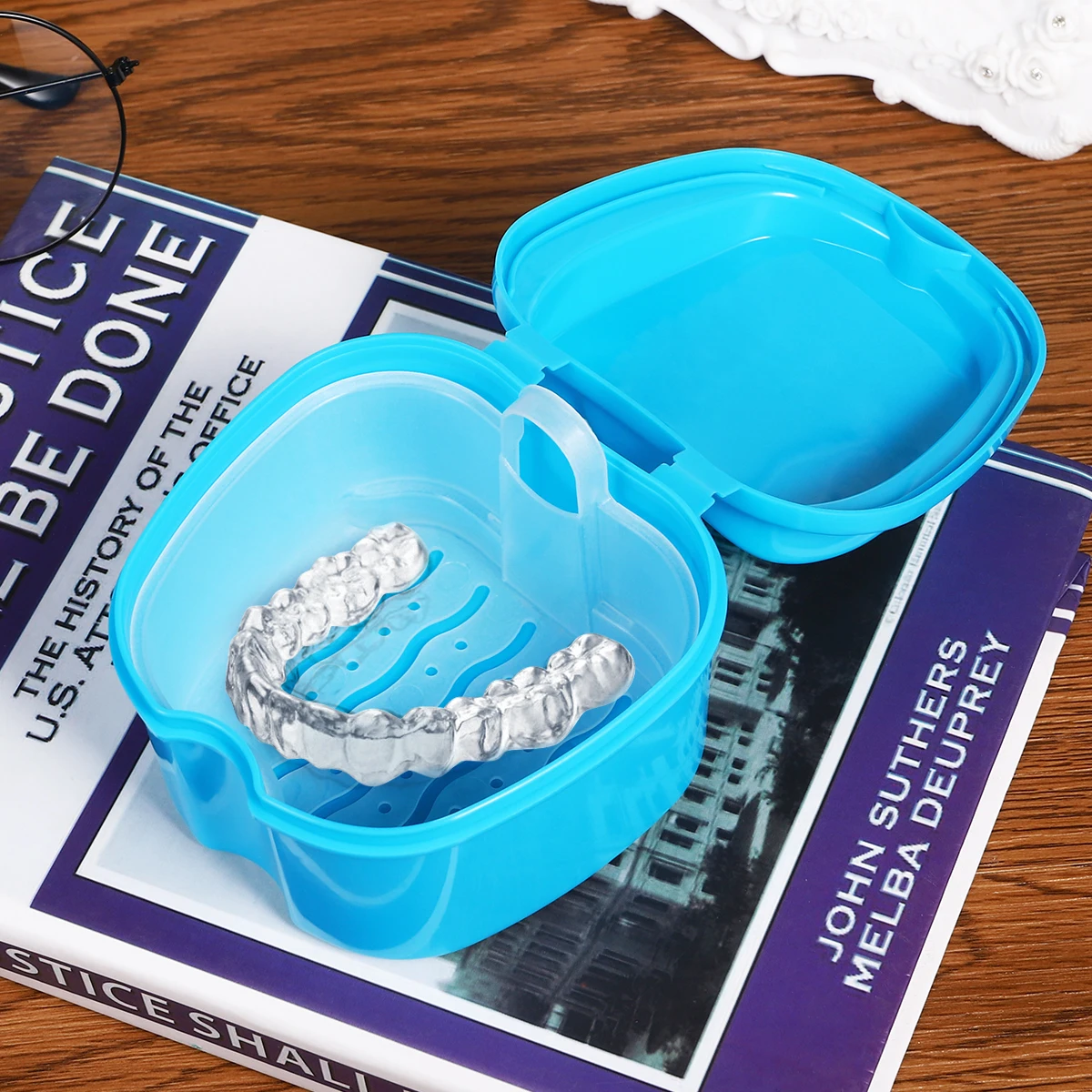 

Storage Box Portable Container Case False Teeth Hygienic Strainer Mini Travel Sturdy Plastic Dental Mouth Guard
