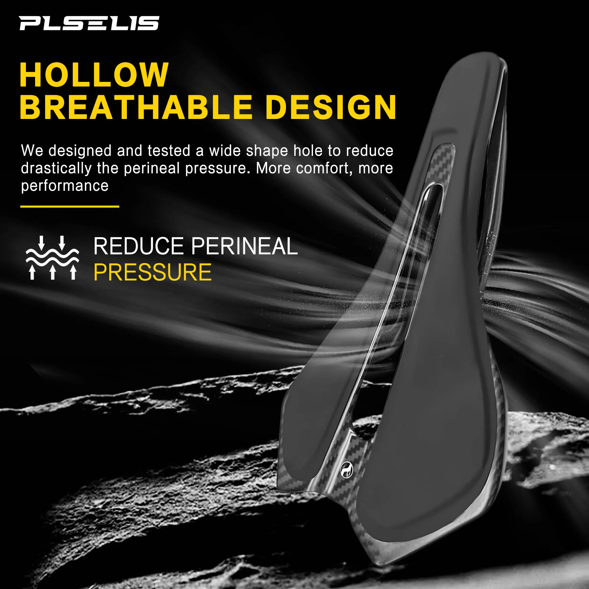 

Plselis full carbon saddle light road bike cushion weight 90g/100g waterproof and wear-resistant. Ergonomic design