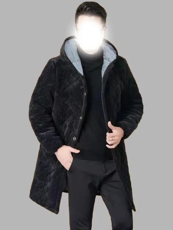 

Мужская теплая хлопковая куртка Thiened Fce средней длины для работы и дома, многослойное хлопковое пальто с наполнителем из полиэфирного волокна