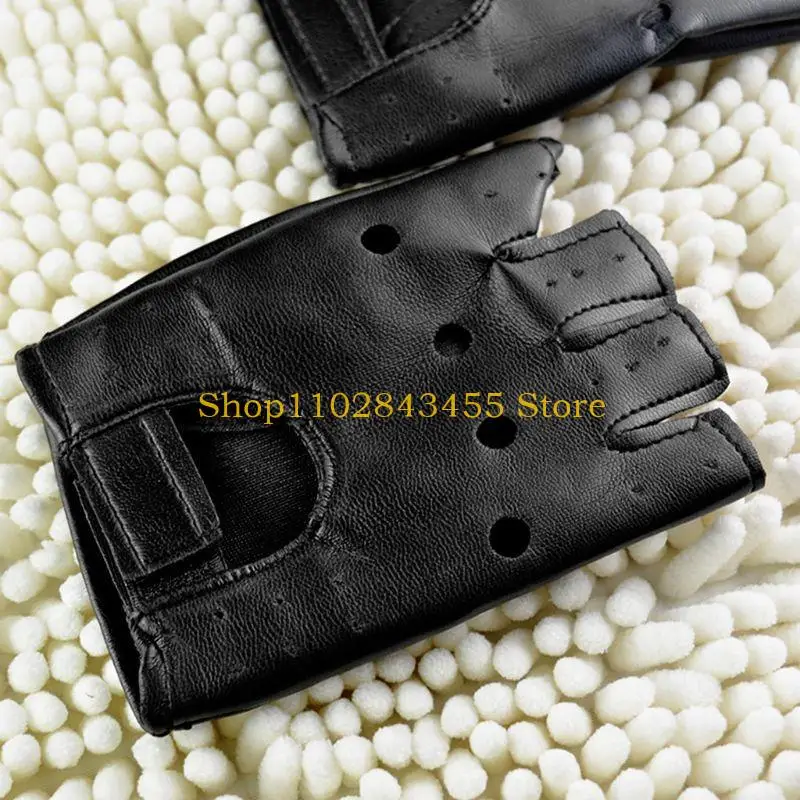 49mc Kunstleder Halbfingerhandschuhe Motorrad-Performance-Party fingerlose Fäustlinge