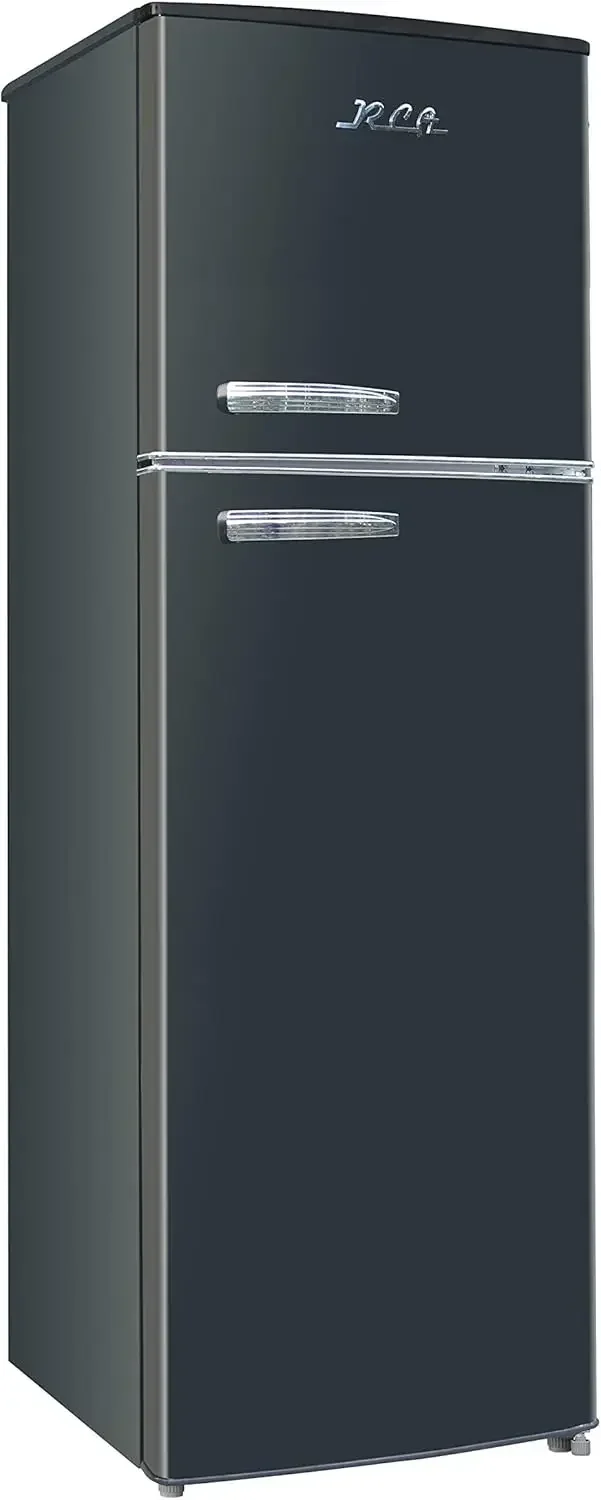 RFR1055-BLACK, Retro 2 Door Apartment Size Refrigerator with Freezer, 10, Black, cu ft