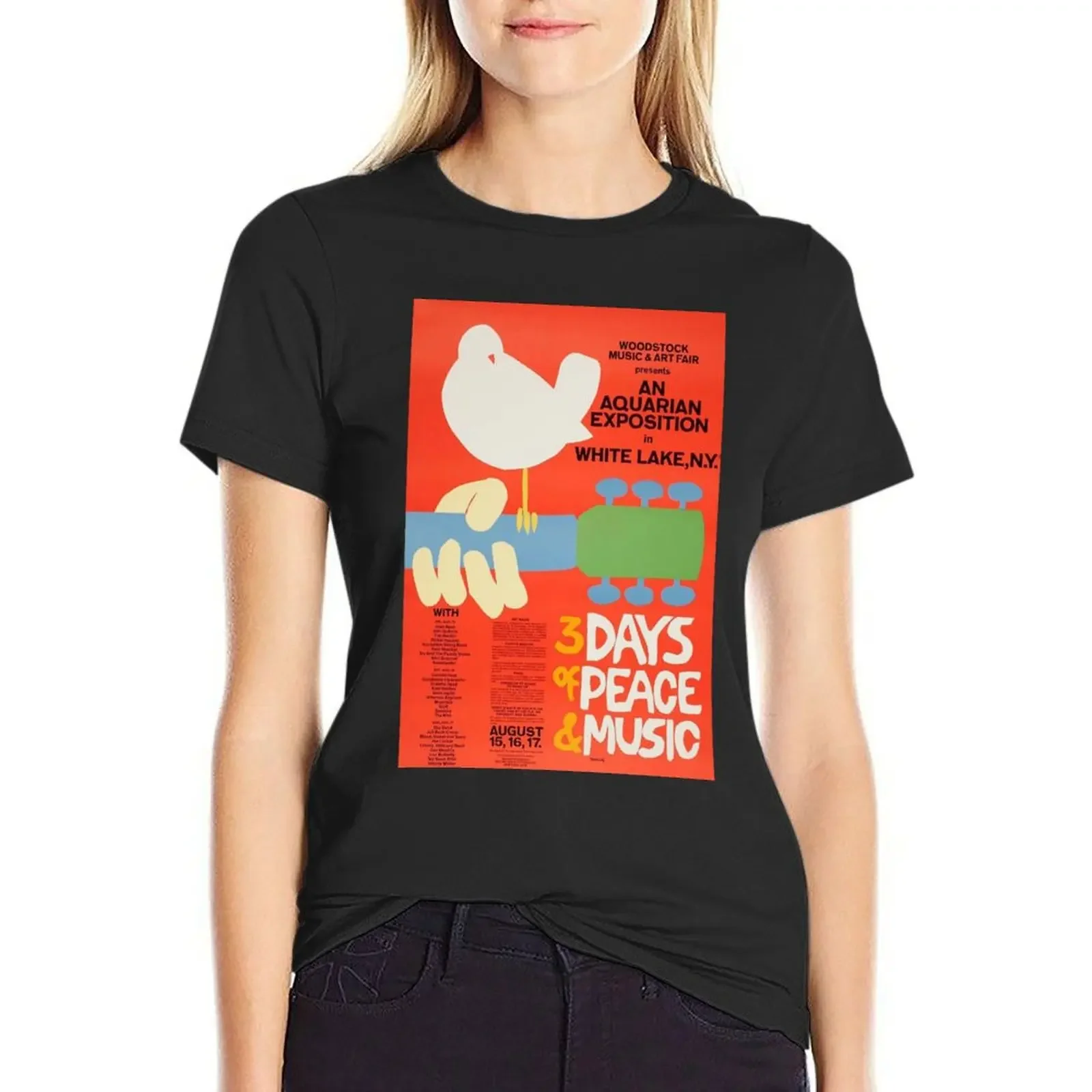 

Woodstock 1969 T-Shirt anime clothes vintage Short sleeve tee t shirt for Women