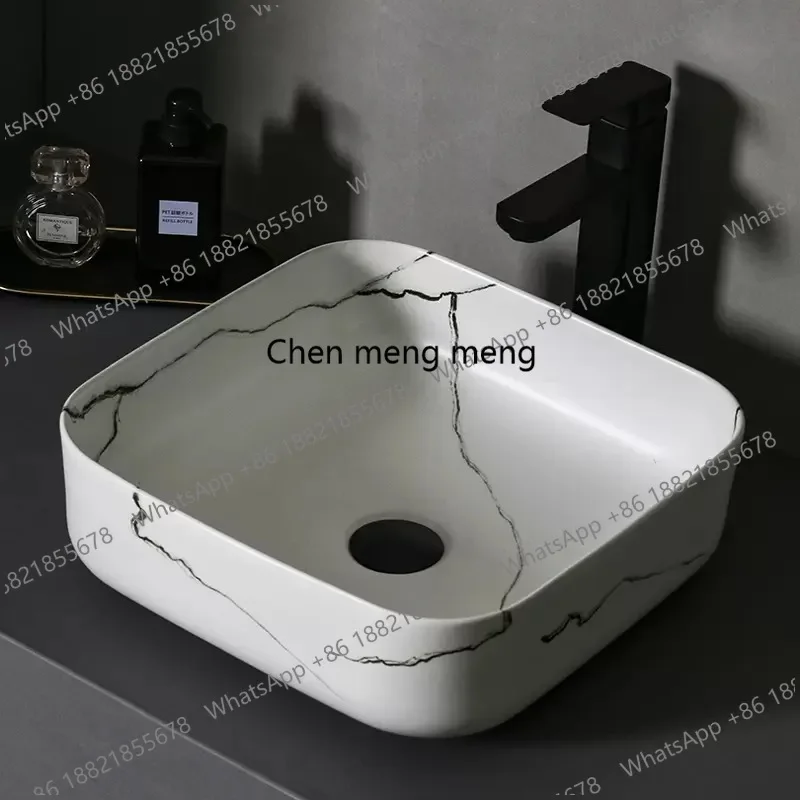 New arrive Nordic Light Luxury Countertop Basin Balcony Single Basin Matte Ceramic Washbasin Bathroom Sink Modern Countertop Bas