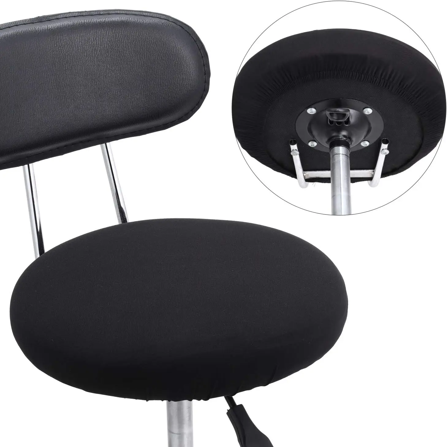 Bar Stool Seat Covers Washable Stool Cushion Slipcover Elastic Bar Chair Covers for 14-17 Inch Chair (Black,)